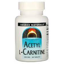 Source Naturals, ацетил L карнитин, 500 мг, 60 таблеток