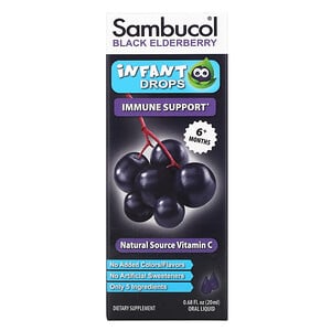 Sambucol, Черная бузина, детские капли, от 6 месяцев, 0,68 жидких унций (20 мл)