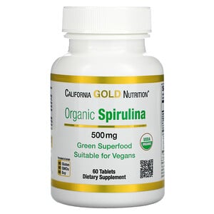 California Gold Nutrition, Органическая спирулина, органический продукт Министерства сельского хозяйства США, 500 мг, 60 таблеток