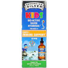 Sovereign Silver, Биоактивный гидрозоль серебра для детей, ежедневная поддержка иммунитета, для детей от 4 лет, 10 част. / Млн, 118 мл (4 жидк. Унции) коллоидное серебро 