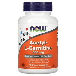 NOW Foods, Ацетил L карнитин, 500 мг, 100 растительных капсул