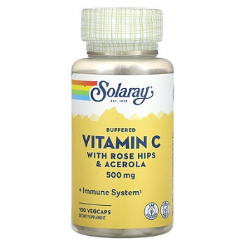 Solaray, Буферизованный витамин C, 500 мг, 100 растительных капсул 