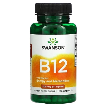 Swanson, Витамин B12, 500 мкг, 250 капсул 