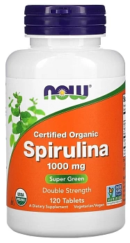 NOW foods Sertified organic Spirulina 1000 мг, 120 шт. спирулина