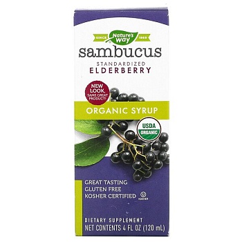 Natures Way, Sambucus, стандартизированный экстракт бузина, органический сироп, 120 мл (4 жидк. унции)