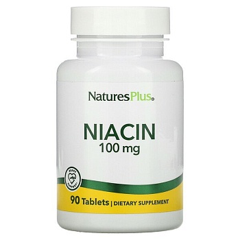 NaturesPlus, ниацин, 100 мг, 90 таблеток Витамин В3