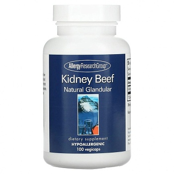  Allergy Research Group, Kidney Beef Бычьи почки, натуральное железистое сырье, 100 вегетарианских капсул 