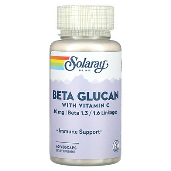Solaray, Бета-глюкан с витамином C, 60 растительных капсул 
