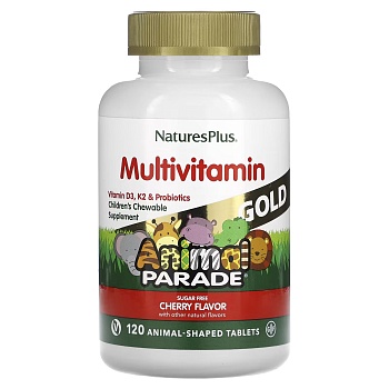 NaturesPlus, Source of Life, Animal Parade Gold, жевательные мультивитамины с микроэлементами для детей, ассорти, 120 таблеток в форме животны