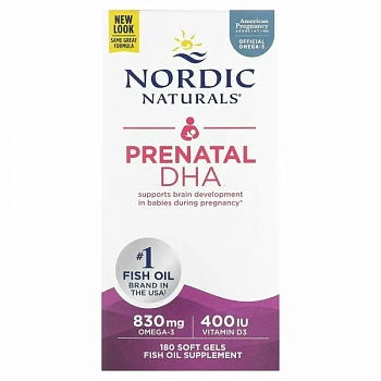 Nordic Naturals, омега3 пренатальная ДГК, без добавок, 830 мг, 90 капсул