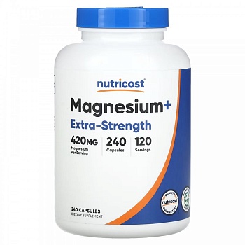 Nutricost, магний+, с повышенной силой действия, 420 мг, 240 капсул (210 мг в 1 капсуле)