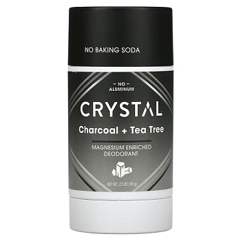 Crystal Body Deodorant, Обогащенный магнием дезодорант, древесный уголь + чайное дерево, 2,5 унции (70 г) 