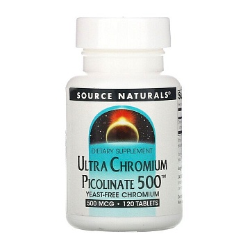 Source Naturals, ультра пиколинат хром 500, 500 мкг, 120 таблеток
