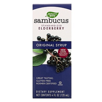 Natures Way, Sambucus, стандартизированный экстракт бузина, оригинальный сироп, 120 мл (4 жидк. унции)