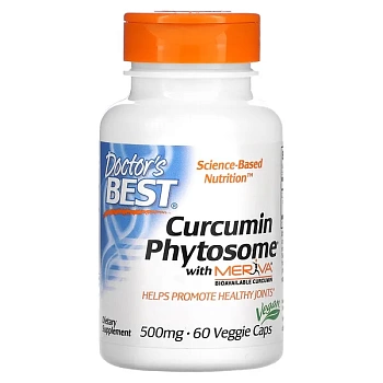  DOCTORS BEST Доктор Бэст Phytosome, куркумин с Meriva, 500 мг, 60 вегетарианских капсул 