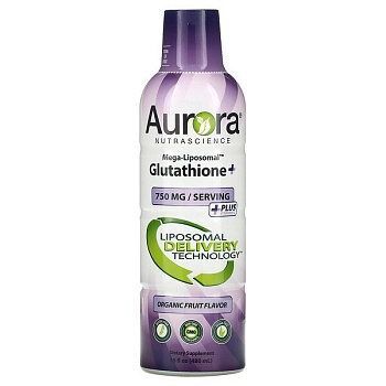 Aurora Nutrascience, мегалипосомальный глутатион+, с витамином C, со вкусом органических фруктов, 750 мг, 480 мл (16 жидк. унций)