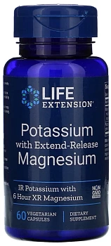Life Extension, калий с магний пролонгированного действия, 60 вегетарианских капсул
