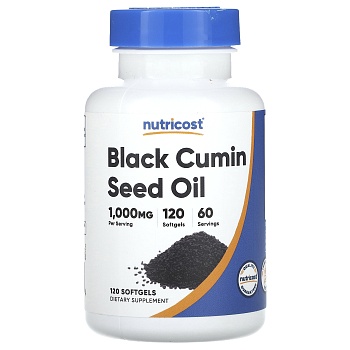 Nutricost, масло из семян черного тмина, 1000 мг, 120 капсул (500 мг в 1 капсуле) 