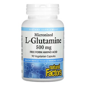 Natural Factors, Micronized L-Glutamine, 500 mg, 90 Vegetarian Capsules L глутамин