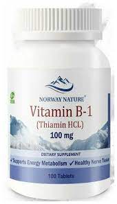 Norway Nature Vitamin B1 Thiamin HCL 100 mg (100 таб.)/ Витамин Б1 Тиамин/ Здоровое пищеварение/ Снижение стресса