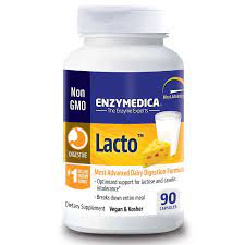Enzymedica, Lacto, самая продвинутая формула для усвоения молочных продуктов, 90 капсул пищеварительные ферменты