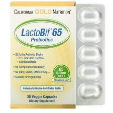 California Gold Nutrition, LactoBif, пробиотики, 65 млрд КОЕ, 30 вегетарианских капсул 