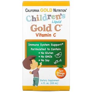 California Gold Nutrition, витамин С в жидкой форме для детей, класса USP, со вкусом терпкого апельсина, 118 мл (4 жидк. унции)