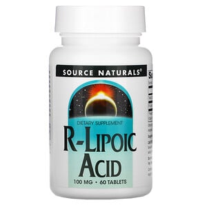 Source Naturals, R альфа - липоевая кислота, 100 мг, 60 таблеток