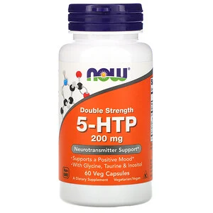 Now Foods, 5HTP 5-гидрокситриптофан, двойной силы, 200 мг, 60 вегетарианских капсул