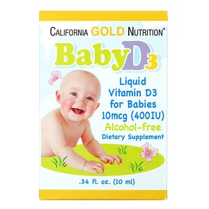 California Gold Nutrition, витамин Д3 в каплях для детей, 400 МЕ, 10 мл (0,34 жидк. унции)