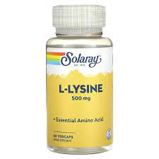 Solaray, L лизин, 500 мг, 60 вегетарианских капсул