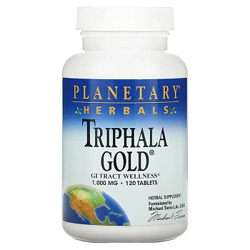 Planetary Herbals, трифала Triphala Gold, здоровье желудочно-кишечного тракта, 1,000 мг, 120 таблеток 