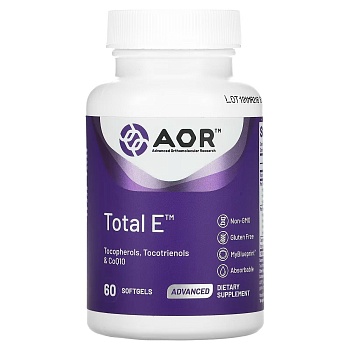 Advanced Orthomolecular Research AOR, Total E, комплекс витаминов группы Е витамин Е, 60 мягких таблеток