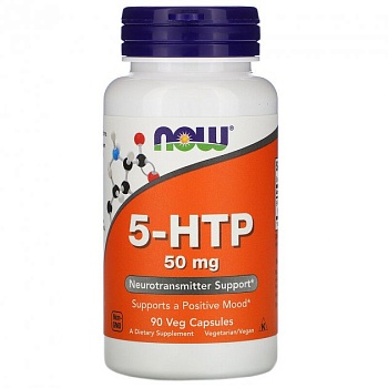 NOW Foods 5-гидрокситриптофан 5HTP 50 мг (90 растительных капсул)