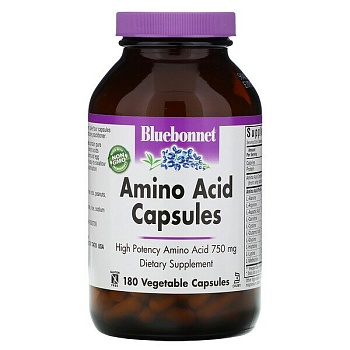 Bluebonnet Nutrition, Капсулы с аминокислоты, 750 мг, 180 растительных капсул