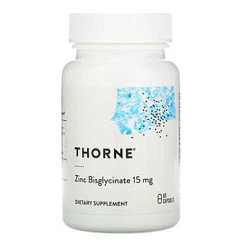 Thorne Research, бисглицинат цинк, 15 мг, 60 капсул