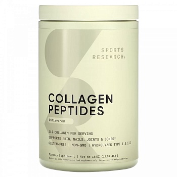 Sports Research, пептиды коллагена, без вкусовых добавок, 454 г (16 унций) 