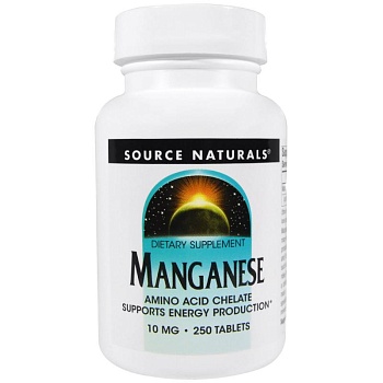 Source Naturals, марганец, 10 мг, 250 таблеток 