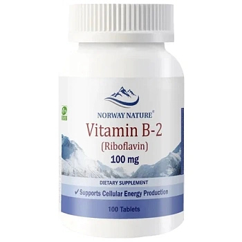 Norway Nature Vitamin B-2 Riboflavin 100 мг Витамин Б-2 Рибофлавин 100 таблеток 