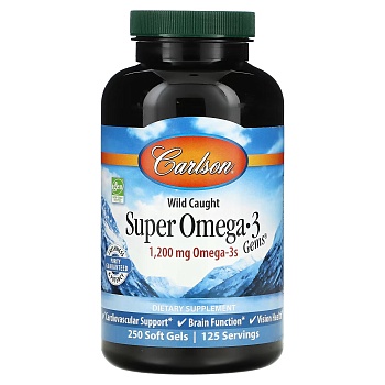 Carlson, Wild Caught Super Omega-3 Gems, высокоэффективная омега3 из морской рыбы, 600 мг, 250 капсул
