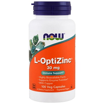 Now Foods L-OptiZinc 30 mg  цинк 100 капсул
