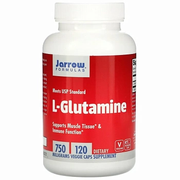 Jarrow Formulas, L глютамин, 750 мг, 120 растительных капсул 